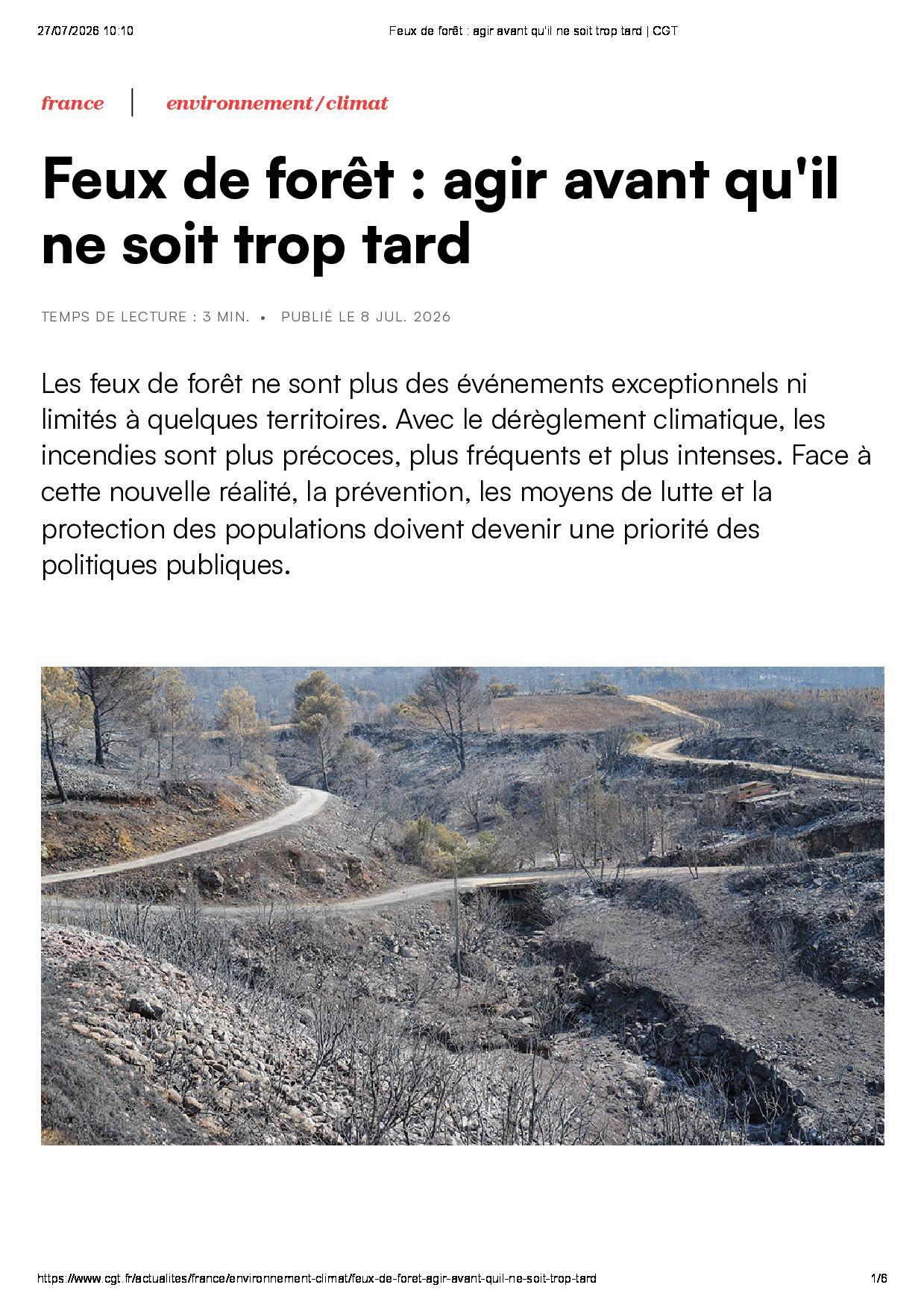Feux de forêt : agir avant qu'il ne soit trop tard