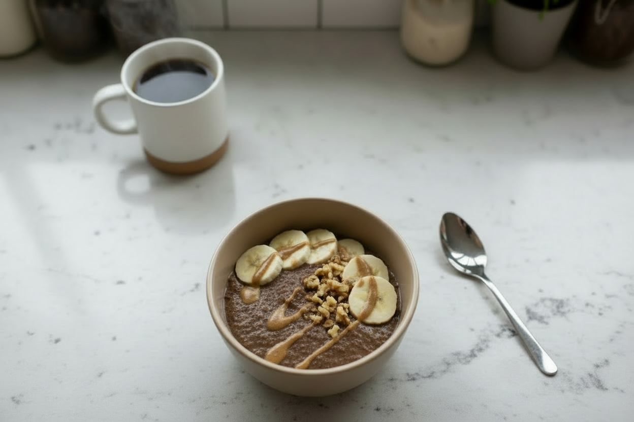Chocolate Chia Power Bowl with Banana & Walnuts