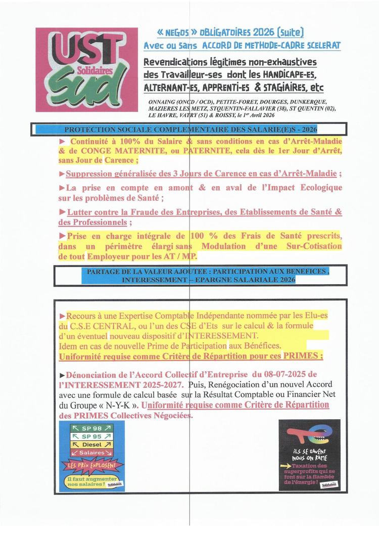 UST YUSEN // NAO nos revendications sur la protection sociale complémentaire