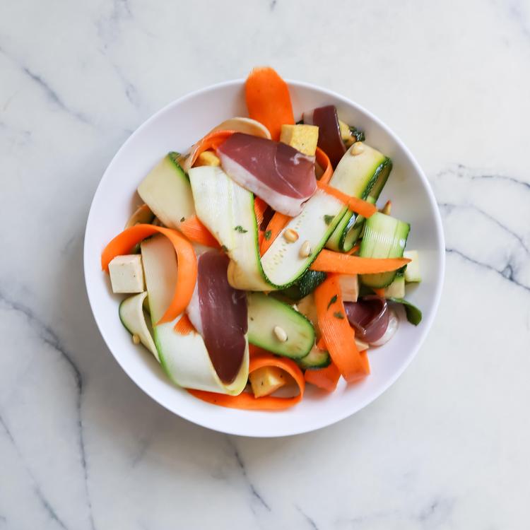 Tagliatelles de légumes au magret fumé