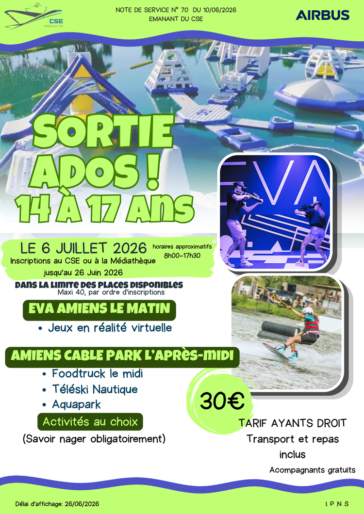 Sortie ados le 6 juillet