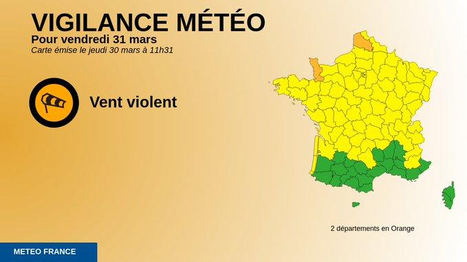 Vents violents: les départements de la Manche et du Pas-de-Calais en vigilance orange