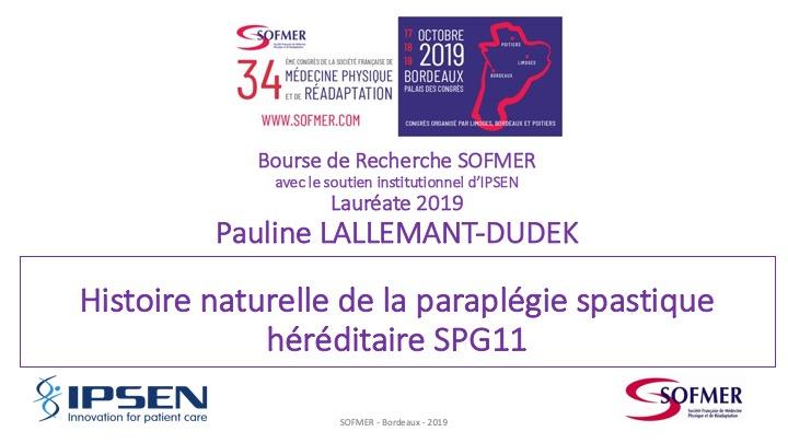 Bourse de Recherche SOFMER  - Lauréate 2019  - Pauline LALLEMANT-DUDEK