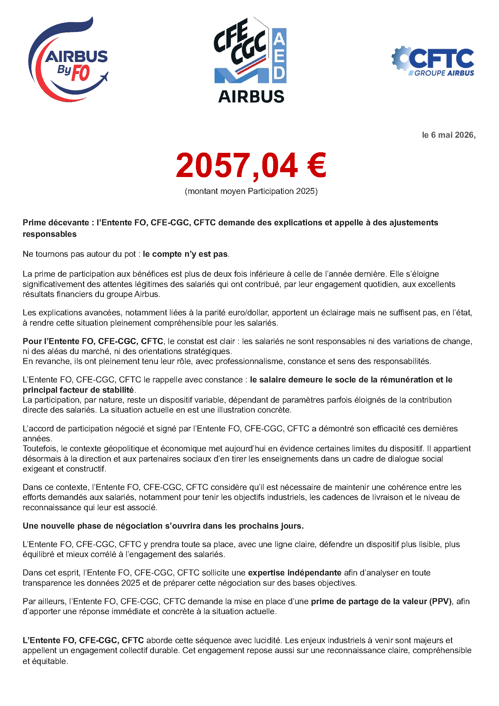 Prime de participation versée en 2026 (exercice 2025)