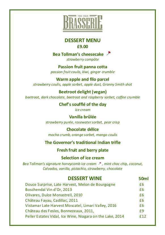OGH Dessert Menu