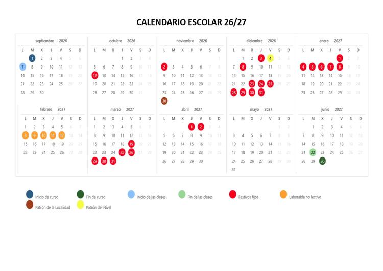 Calendario escolar 2026/2027