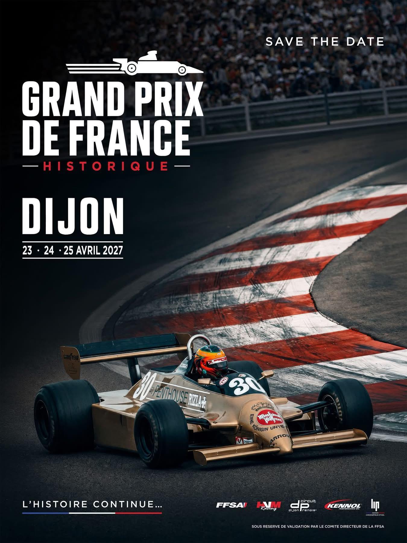 Le KENNOL Grand Prix de France Historique 2027 aura lieu à Dijon-Prenois !