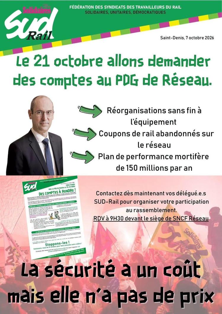 SUD-Rail // Le 21/10, allons demander des comptes au PDG de Réseau