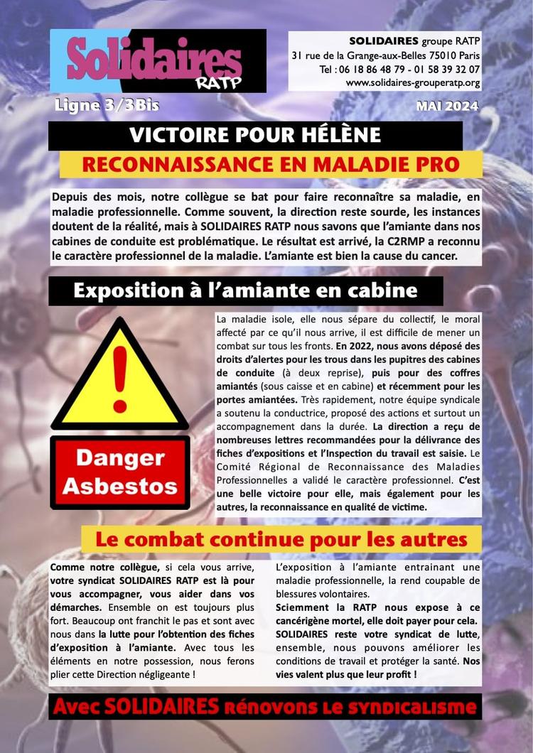 Solidaires RATP // Victoire pour une victime de l'amiante