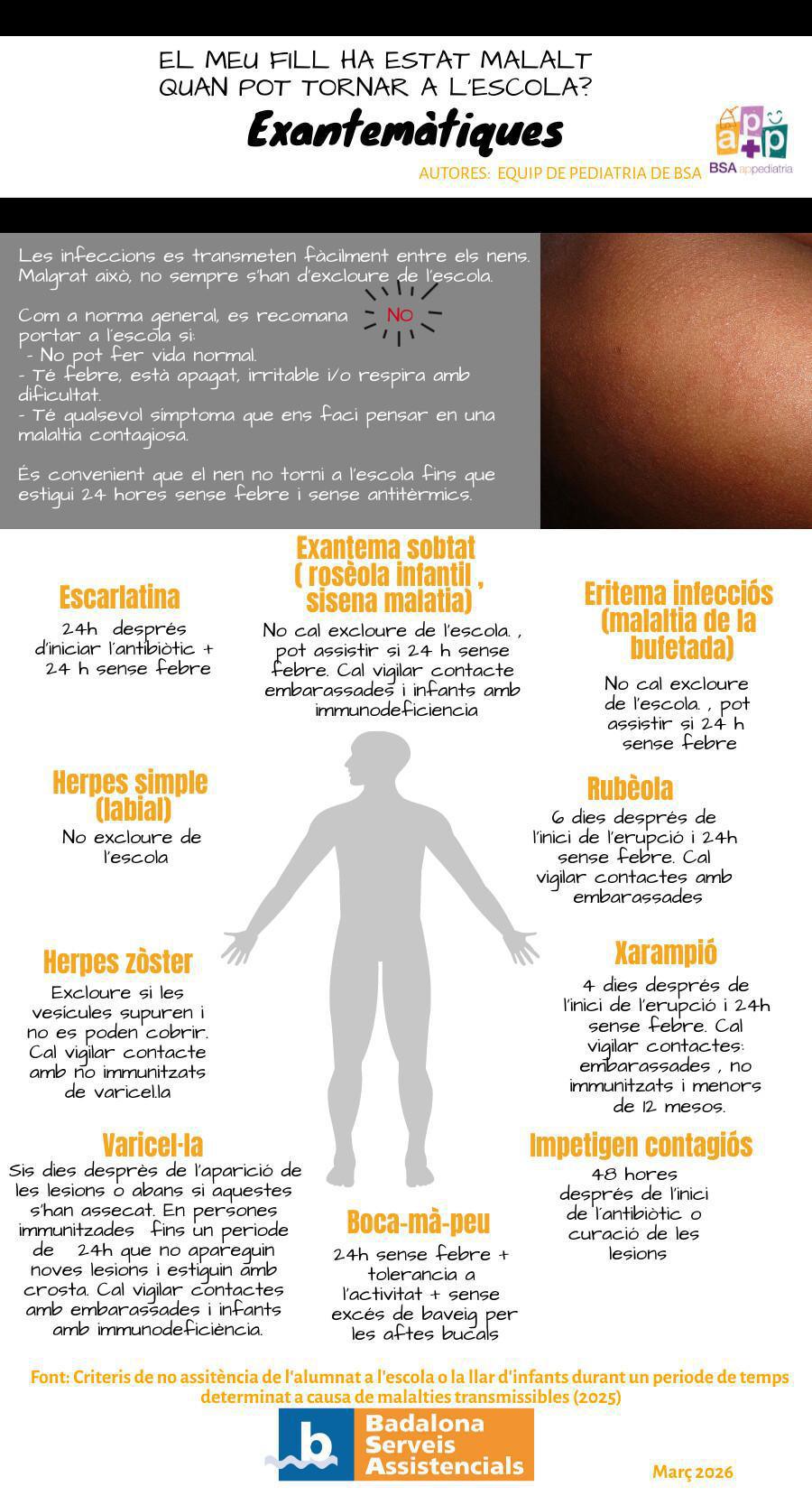 té una malaltia exantemàtica ?