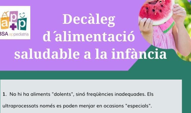 Decàleg d'alimentació saludable en la infància