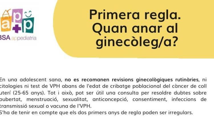 Primera regla. Quan anar al ginecòleg/a?
