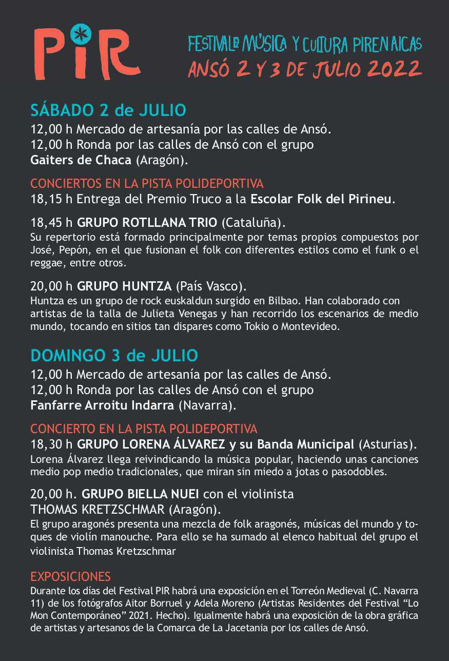 PIR Festival de Música y Cultura Pirenaicas en Ansó PIR Festival de Música y Cultura Pirenaicas en Ansó