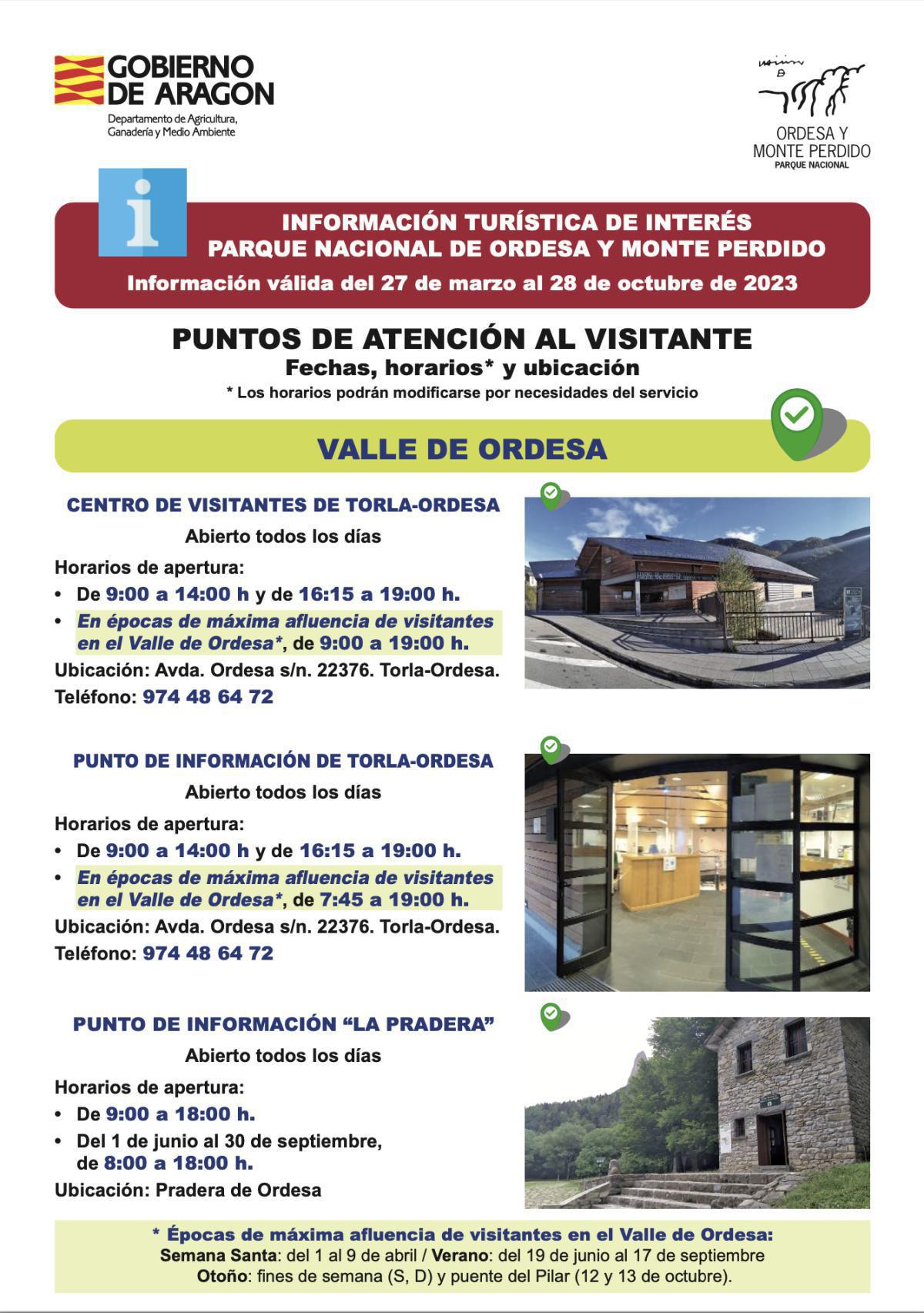 Información y Horarios del Parque Nacional de Ordesa Información y Horarios del Parque Nacional de Ordesa