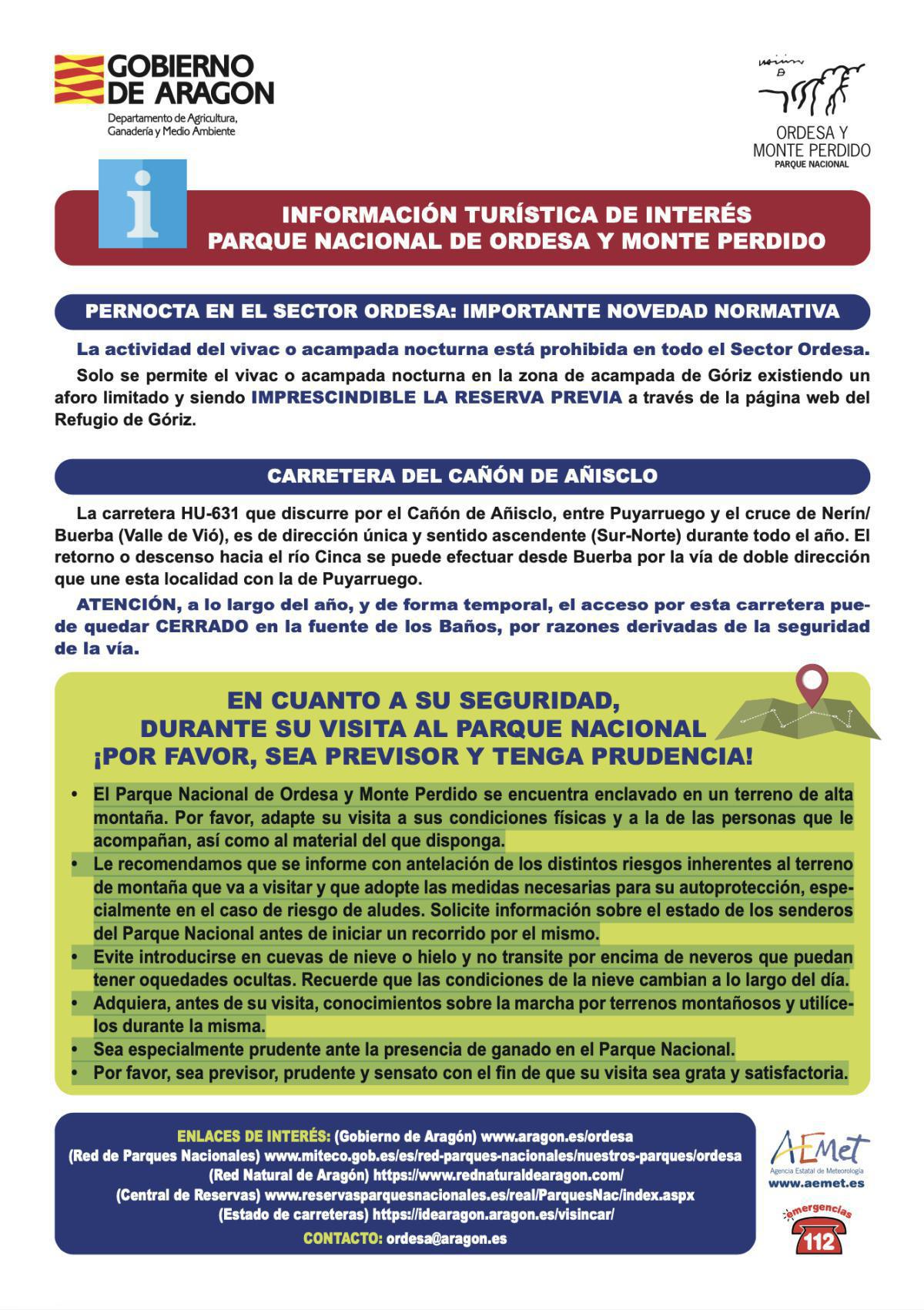 Información y Horarios del Parque Nacional de Ordesa