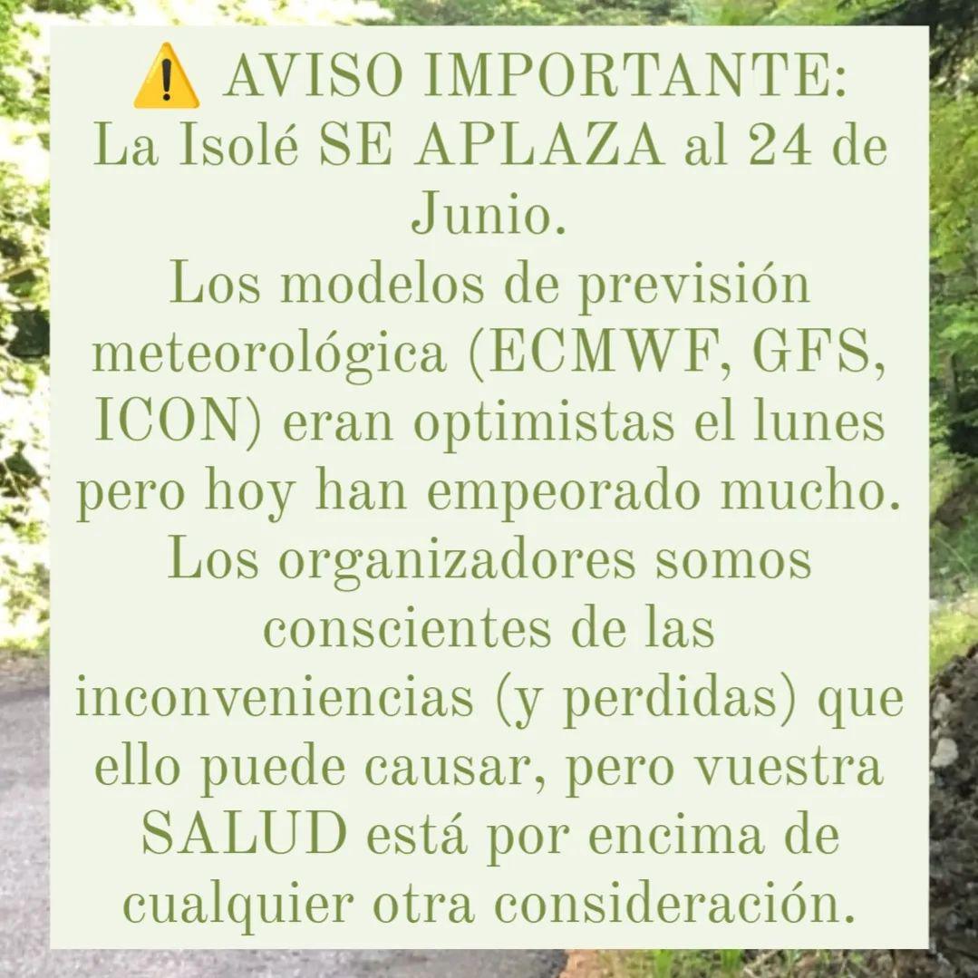 La Isolé Borau-Pirineos ⚠️ *APLAZADA AL 24 DE JUNIO* ⚠️ La Isolé Borau-Pirineos ⚠️ *APLAZADA AL 24 DE JUNIO* ⚠️