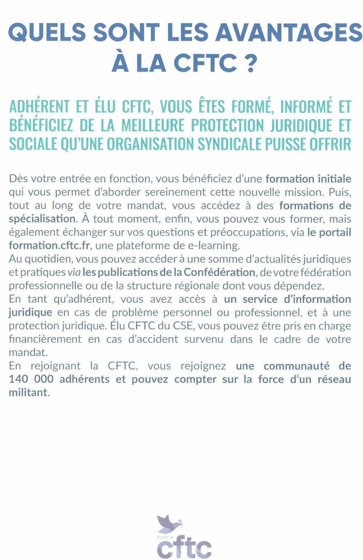 CFTC : LE SYNDICAT CONSTRUCTIF CFTC : LE SYNDICAT CONSTRUCTIF