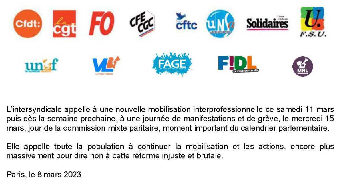 Nos mobilisations du samedi 11 mars ! Nos mobilisations du samedi 11 mars !