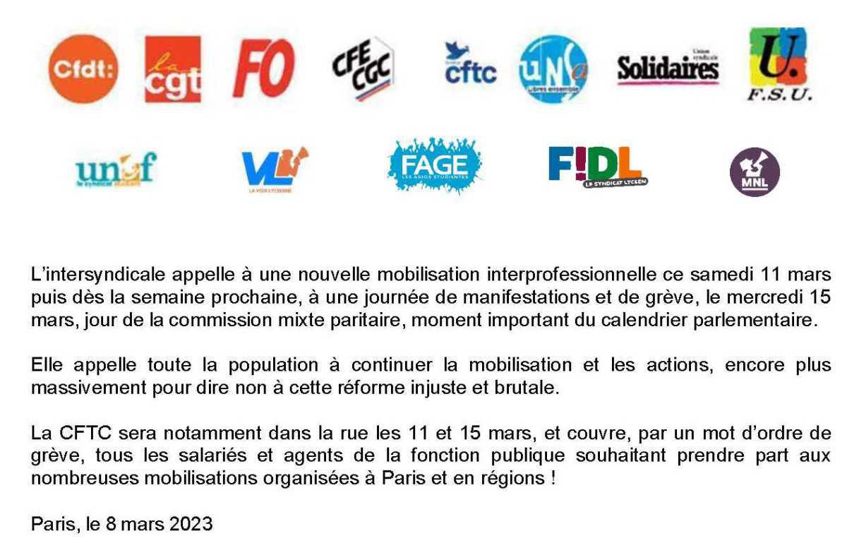 Nouvel appel à la grève : nos mobilisations sur PACAC, le 15 mars Nouvel appel à la grève : nos mobilisations sur PACAC, le 15 mars