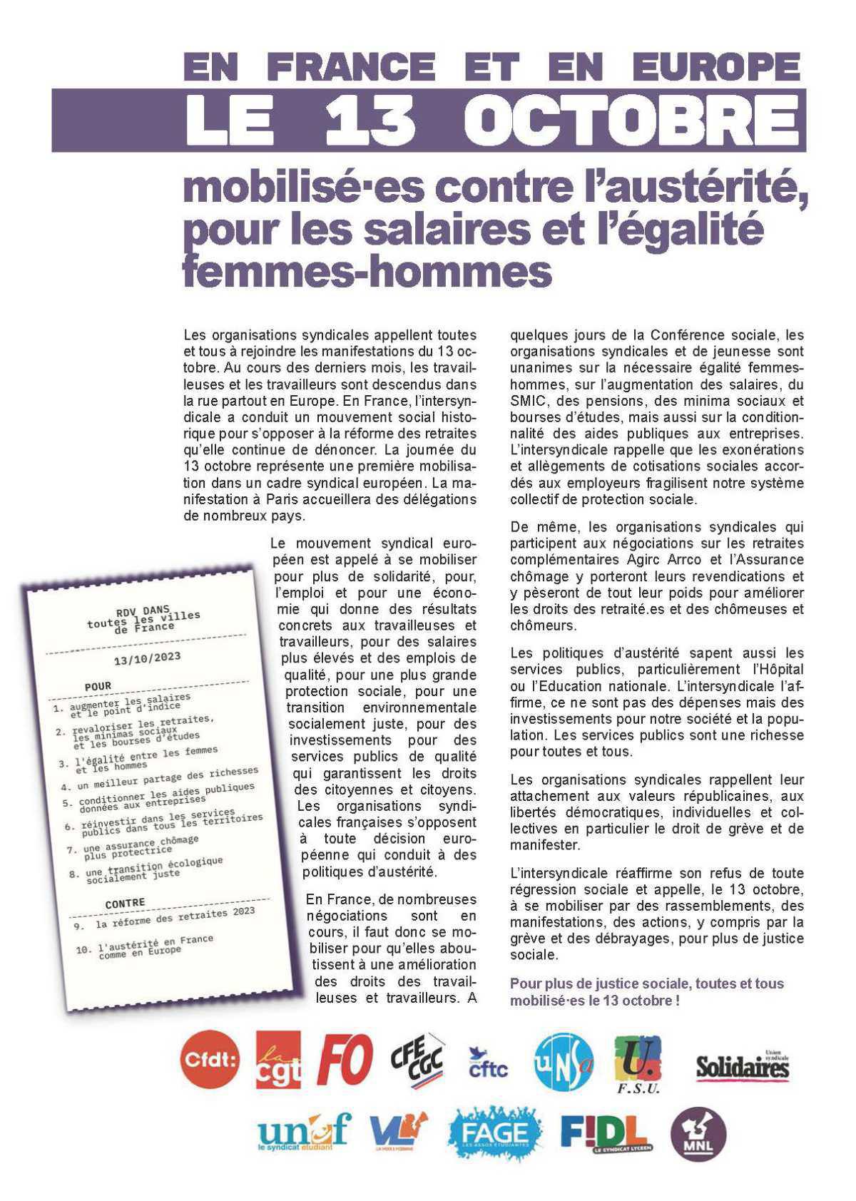 Contre la PRECARITE ! Tous dans la rue le 13 octobre ! Contre la PRECARITE ! Tous dans la rue le 13 octobre !