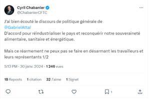 Cyril Chabanier réagit au discours de politique générale de Gabriel Attal