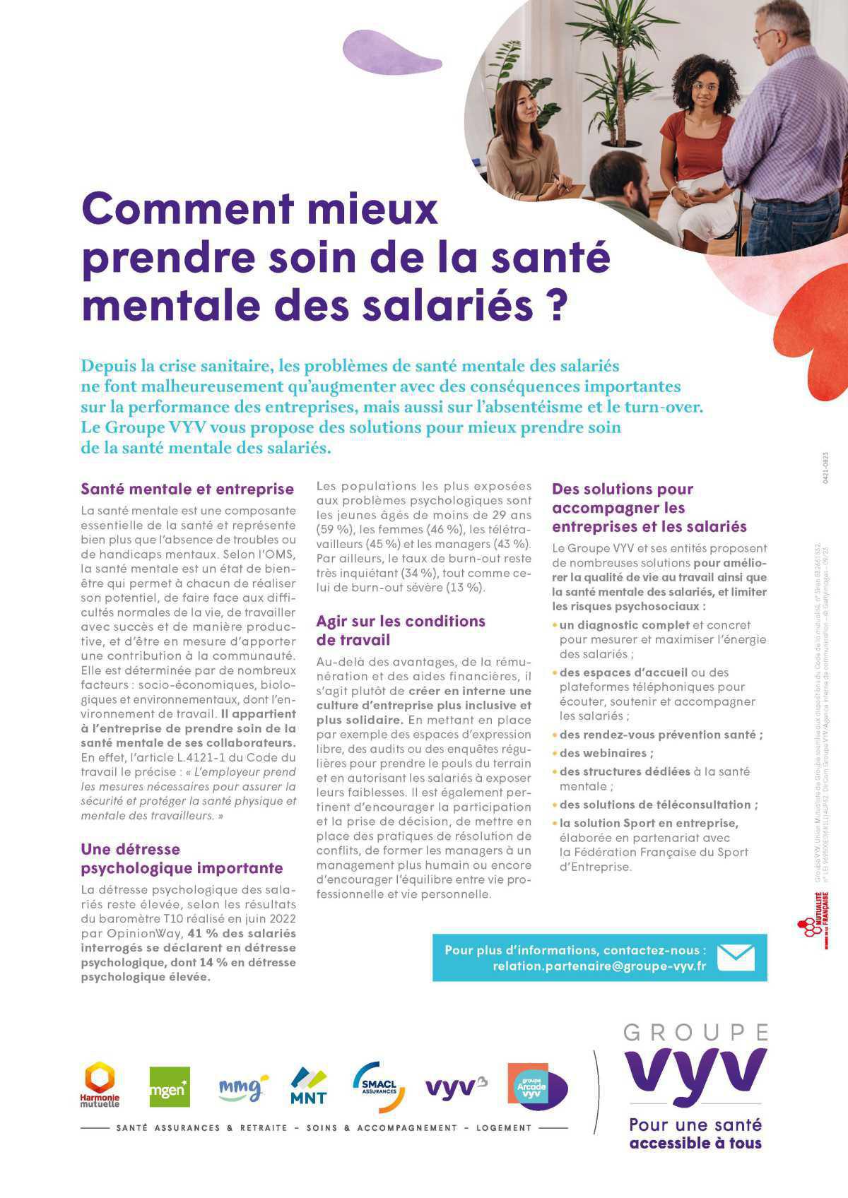 Quelques informations utiles par notre partenaire VYV ! Comment mieux prendre soin de la santé mentale des salariés ! Quelques informations utiles par notre partenaire VYV ! Comment mieux prendre soin de la santé mentale des salariés !