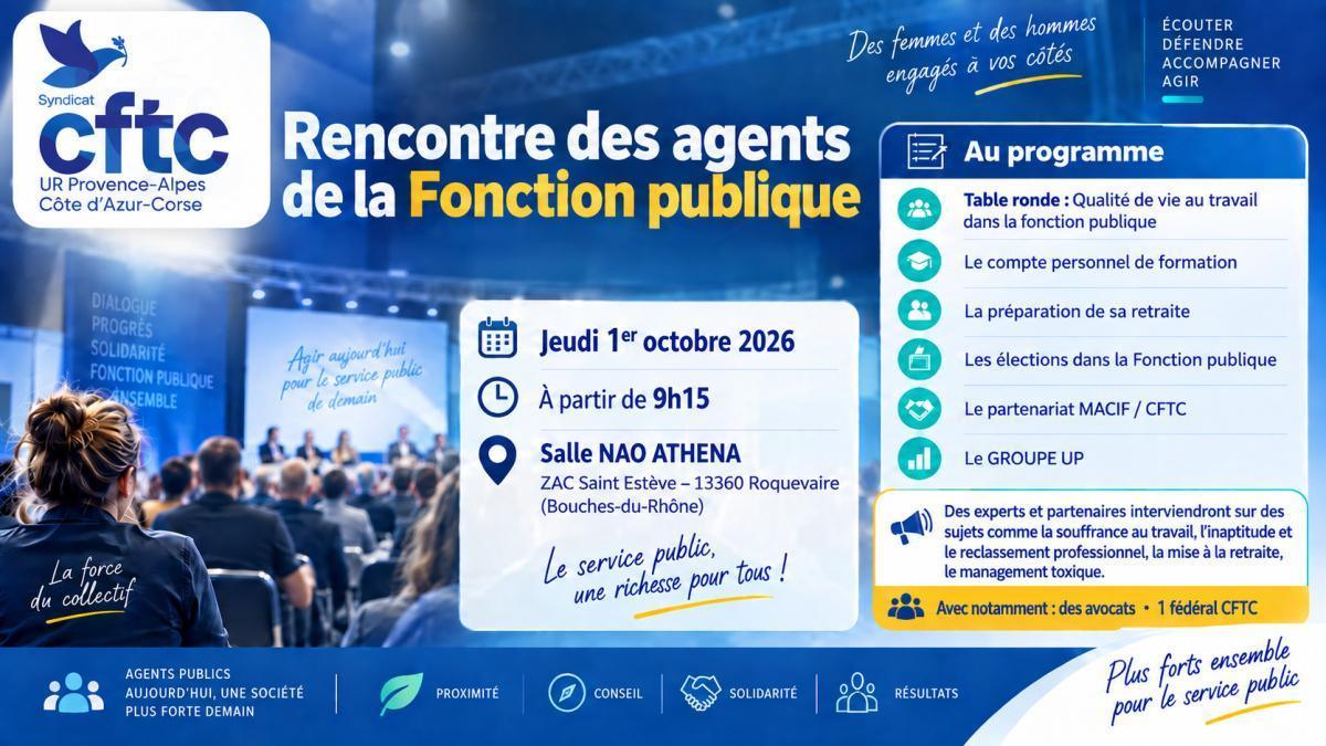 Rencontre des agents de la Fonction Publique CFTC – Jeudi 1er octobre 2026