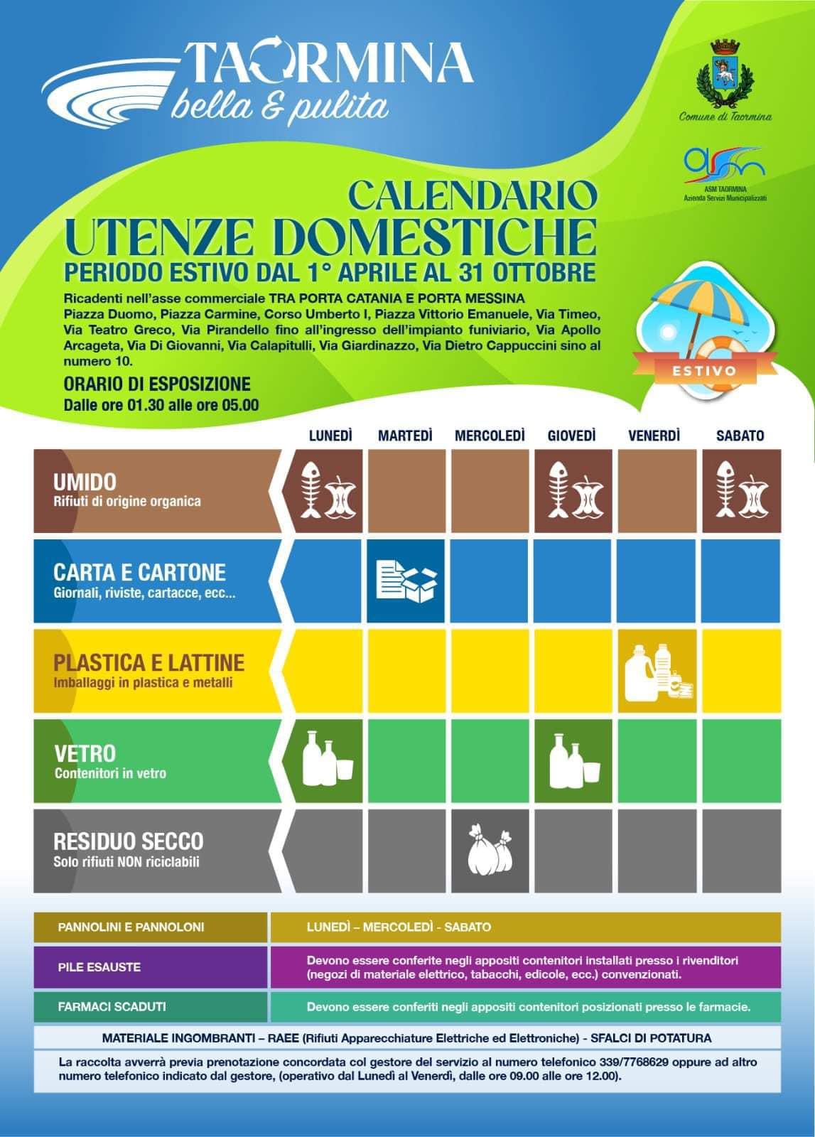 Calendari Raccolta Differenziata (1 Aprile - 31 Ottobre)