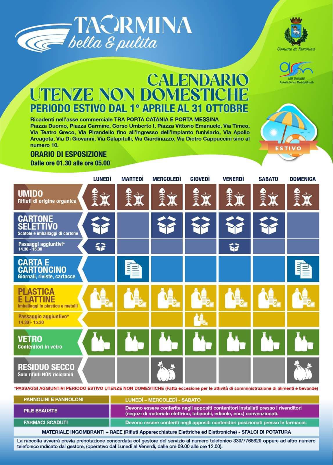 Calendari delle utenze non domestiche (1 aprile - 31 ottobre)