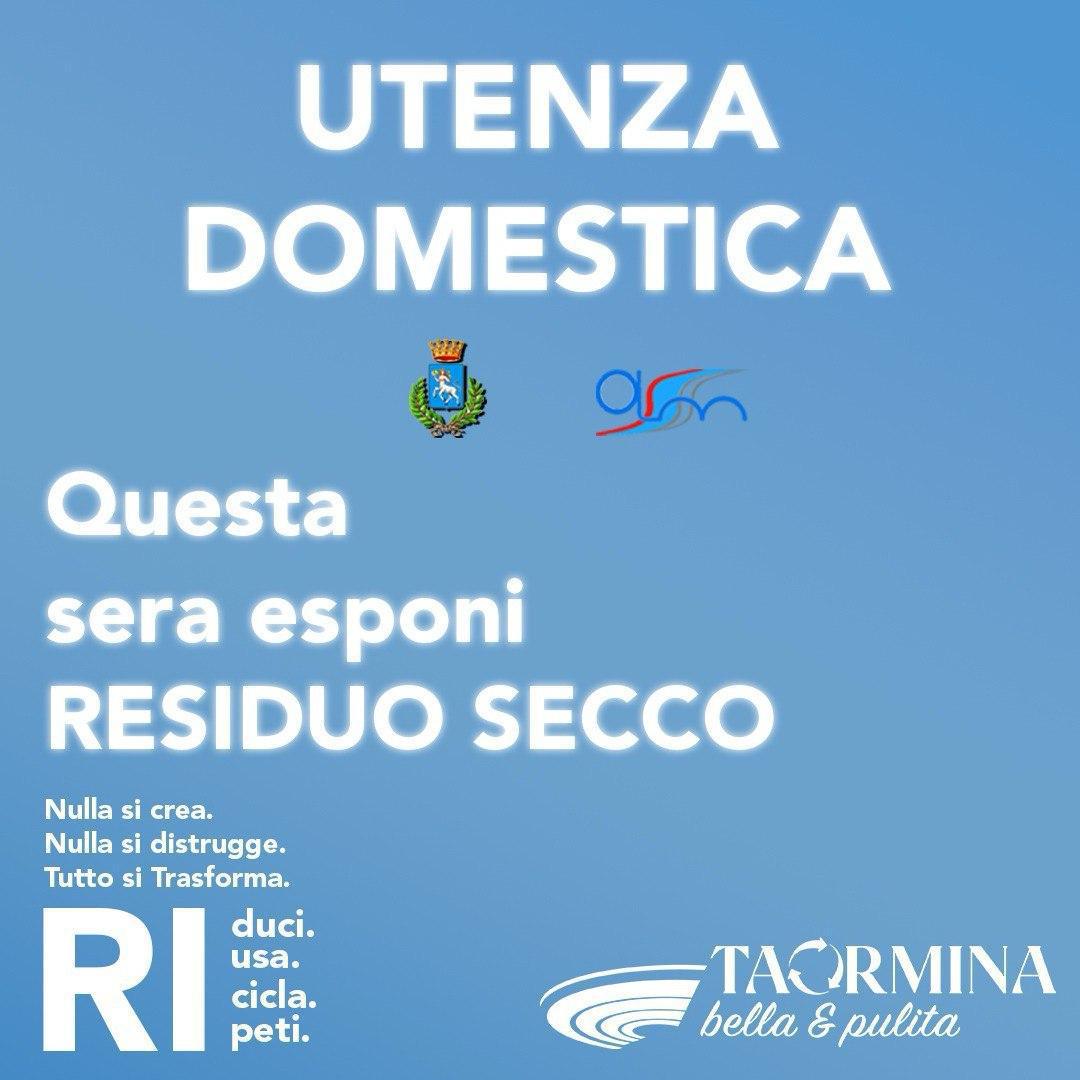 Stasera esporre residuo secco Stasera esporre residuo secco