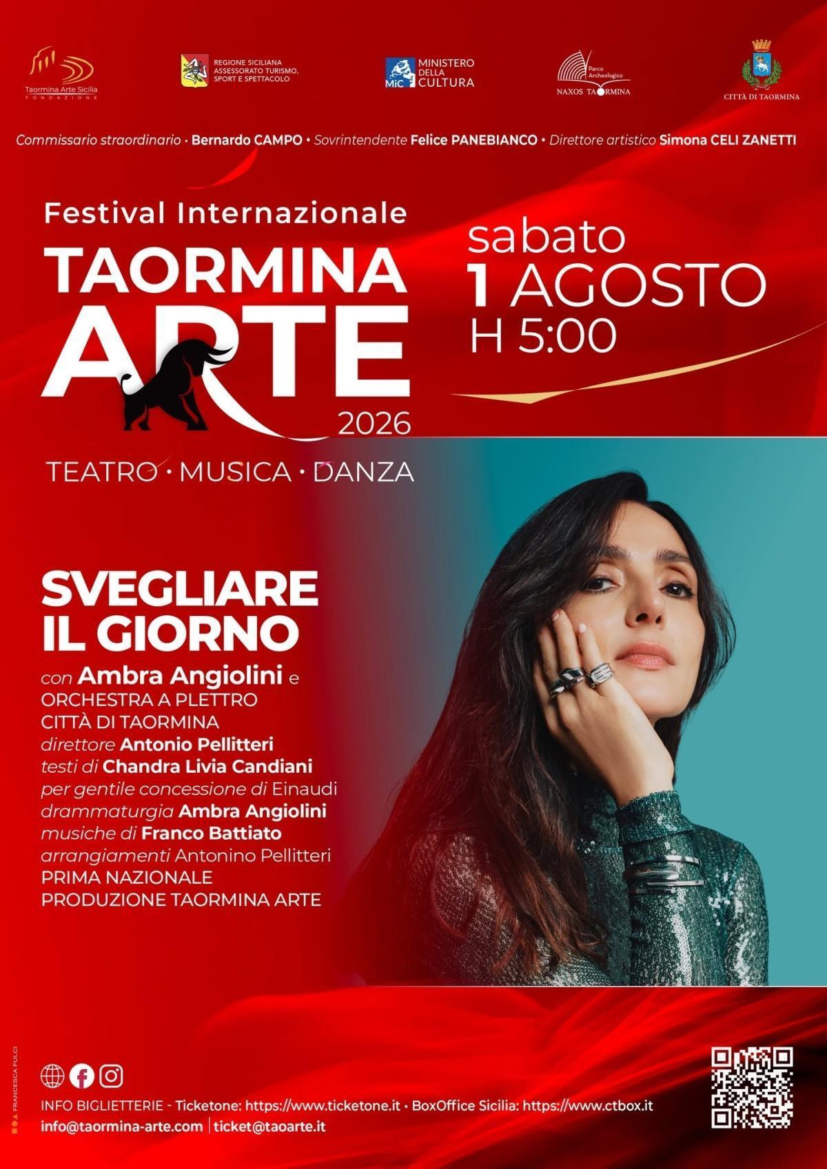 "Svegliare il Giorno" con Ambra Angiolini e Orchestra a Plettro Città di Taormina (start h. 5:00)