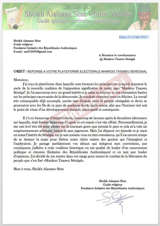 Législatives 2017 : Sheikh Alassane Sène rejoint Manko