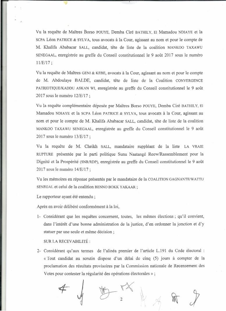 Le Conseil Constitutionnel valide les résultats du scrutin