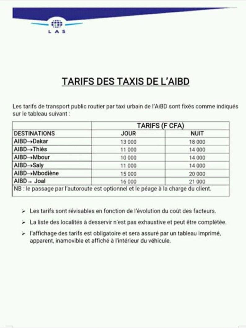 AIBD : Le prix du taxi démentiel
