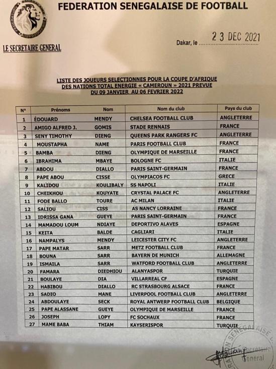 CAN : 27 joueurs présélectionnés par Aliou Cissé