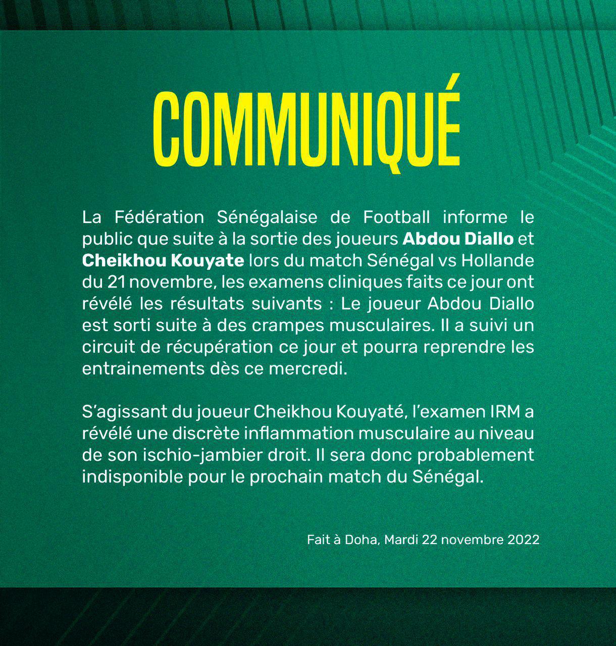La fédération donne des nouvelles de Kouyaté et Diallo