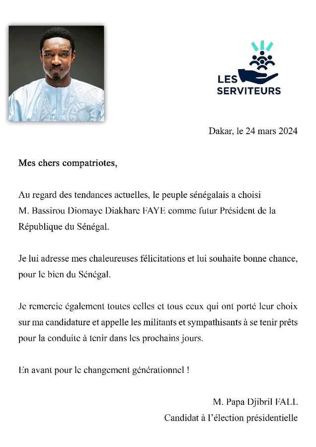 Présidentielle : Pape Djibril Fall félicite Diomaye Faye