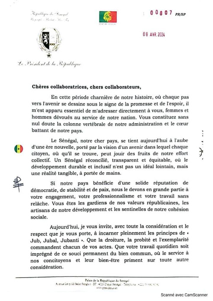 Les recommandations du Président BDF aux fonctionnaires et agents de l'administration