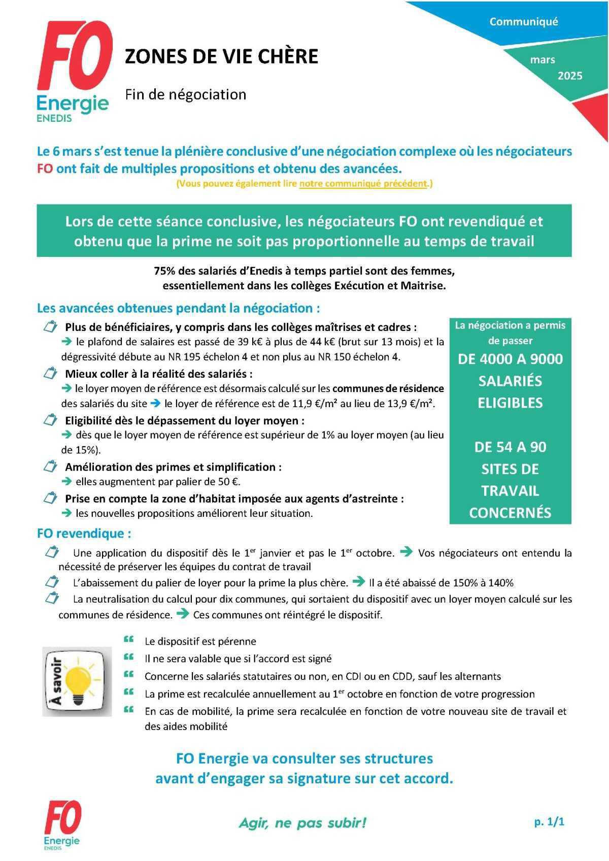 [Enedis] Zone de vie chère - Fin de négociation