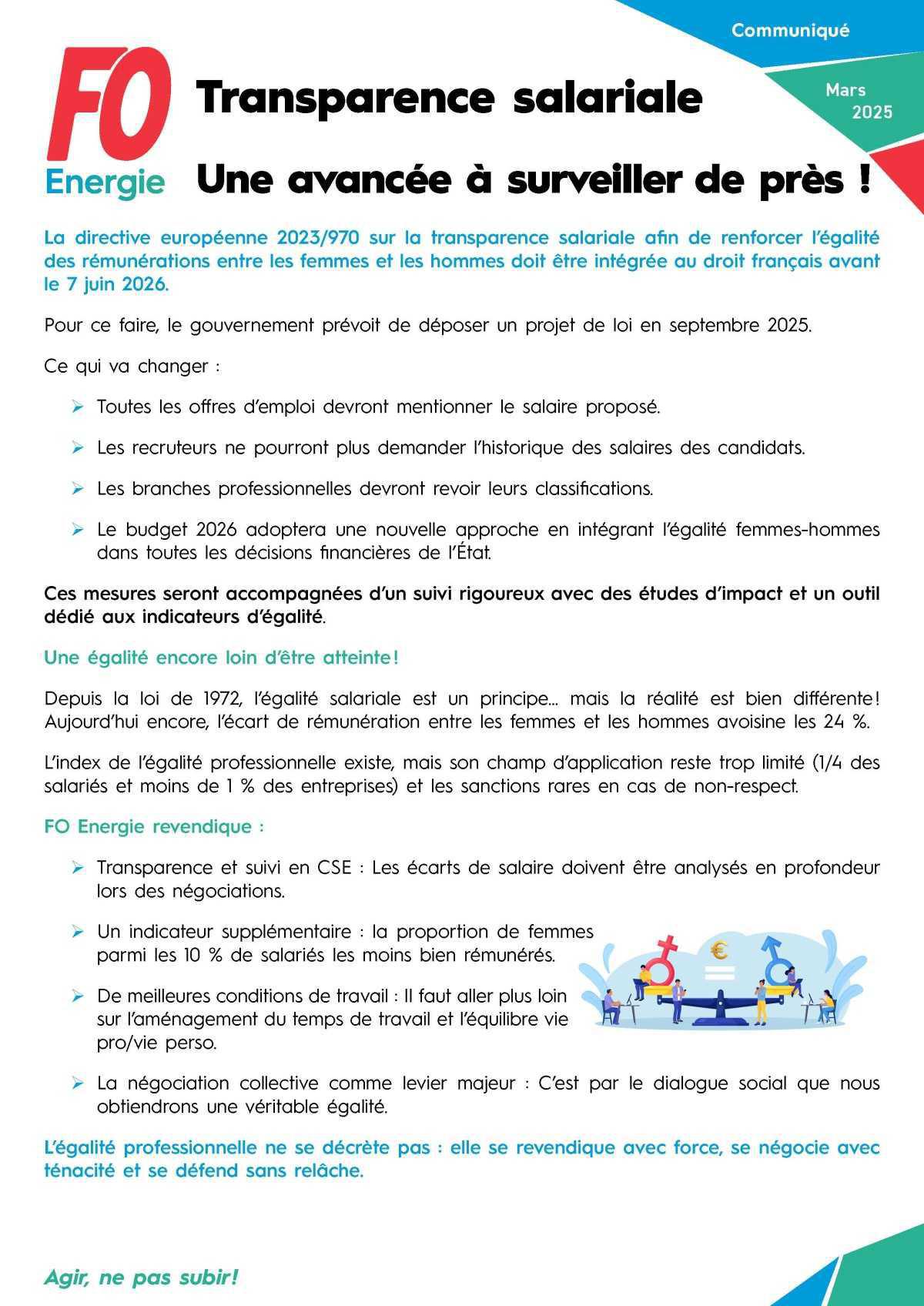 Transparence salariale - Une avancée à surveiller de près !