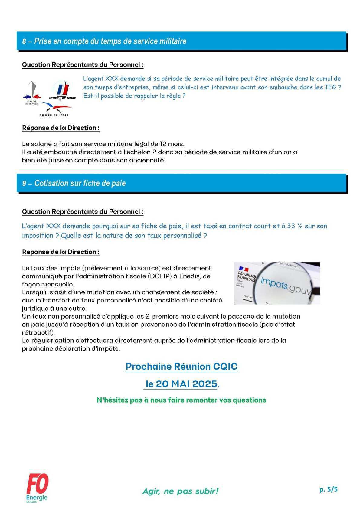[FO Énergie AQN] Commission des Questions Individuelles et Collectives - Réunion du 25 mars 2025