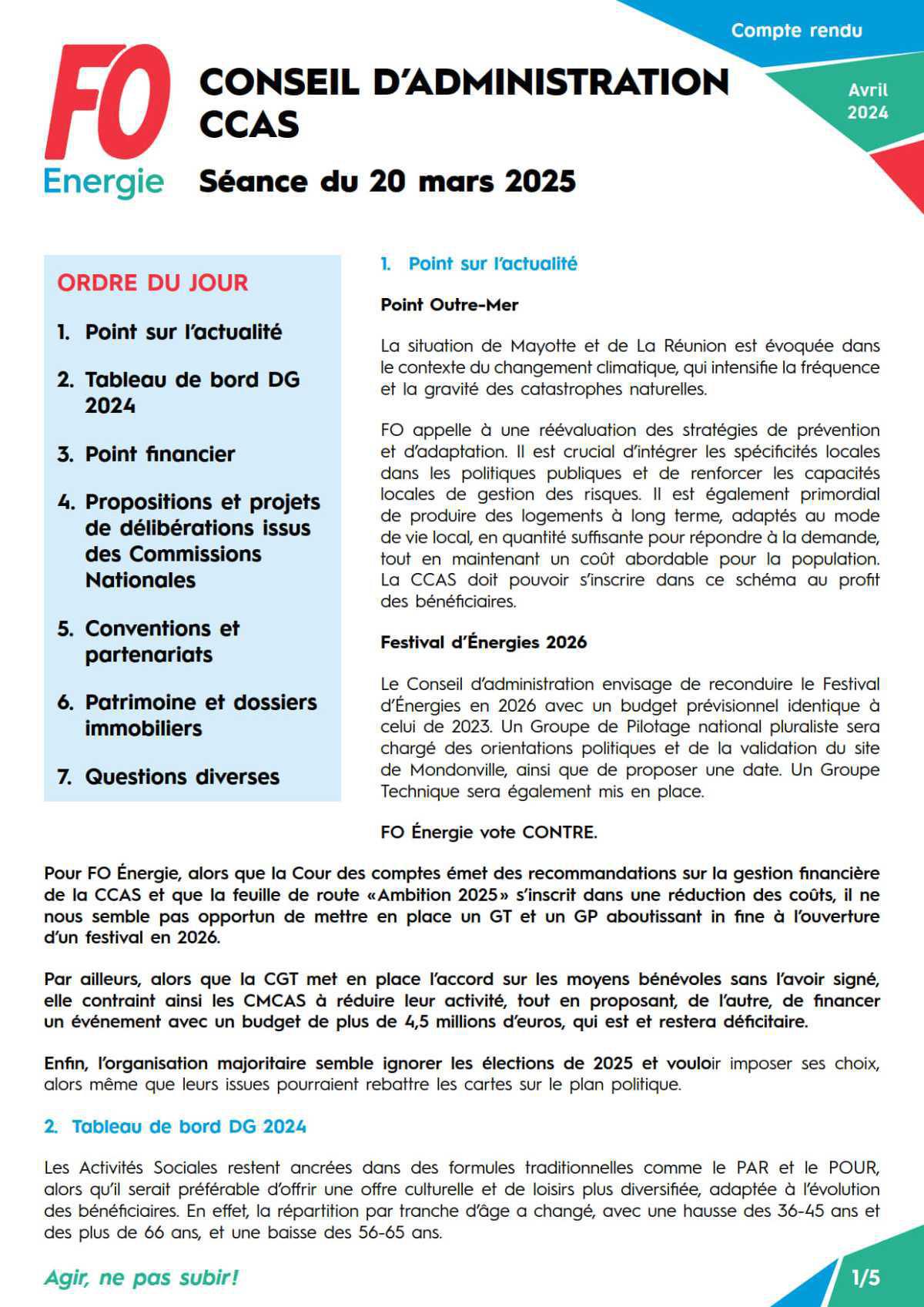 [CCAS] CR Conseil d’Administration du 20 mars 2025