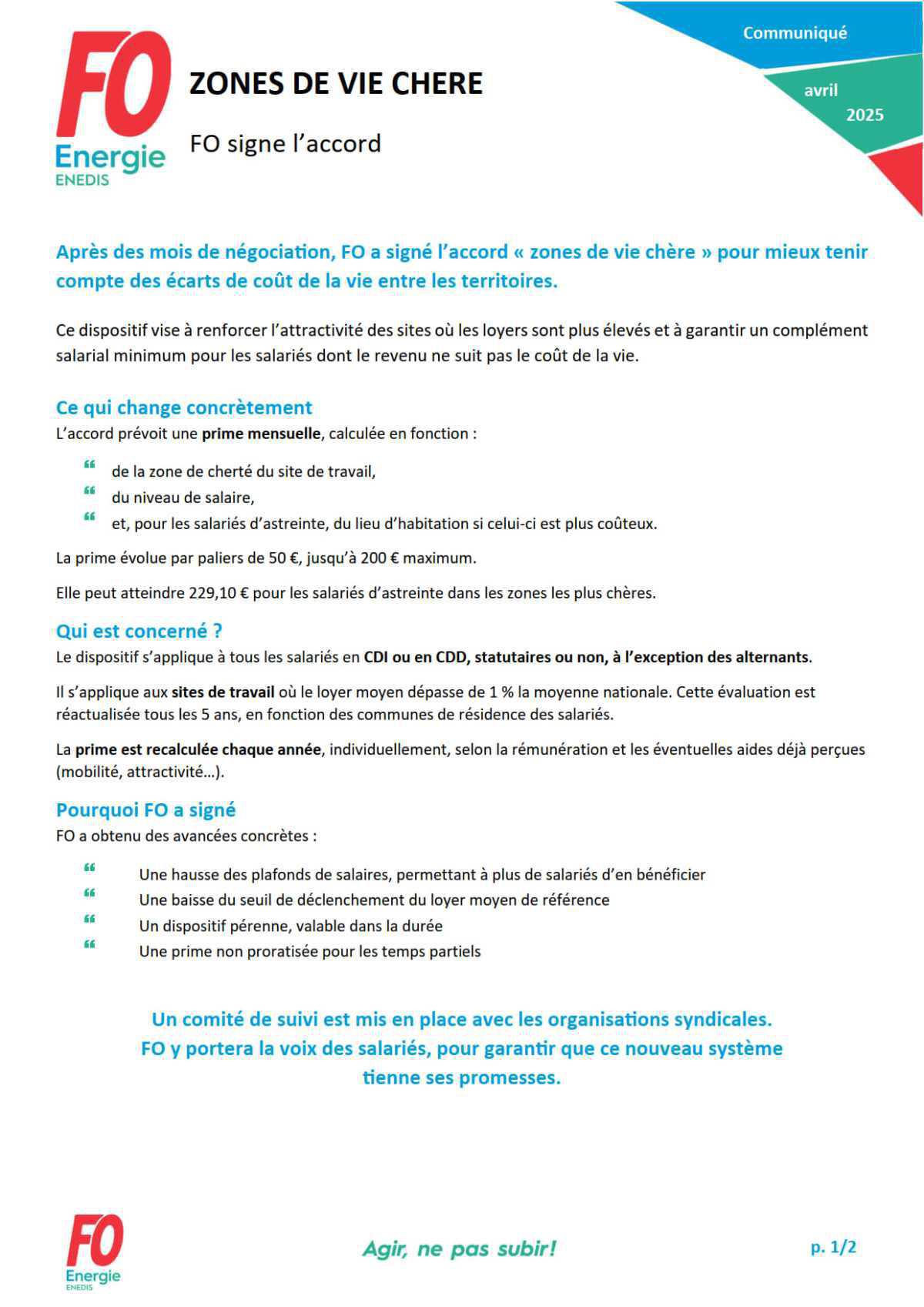 [Enedis] Zones de vie chère - FO signe l’accord 🎞