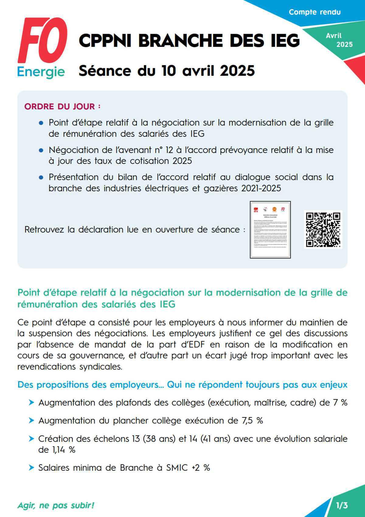 CPPNI Branche des IEG - Séance du 10 avril 2025