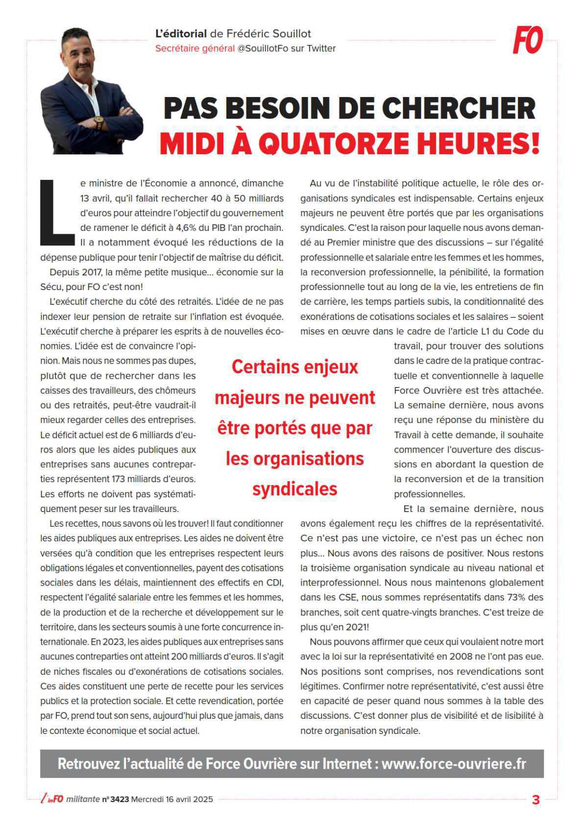 L’édito de Frédéric Souillot – Pas besoin de chercher midi à quatorze heures !