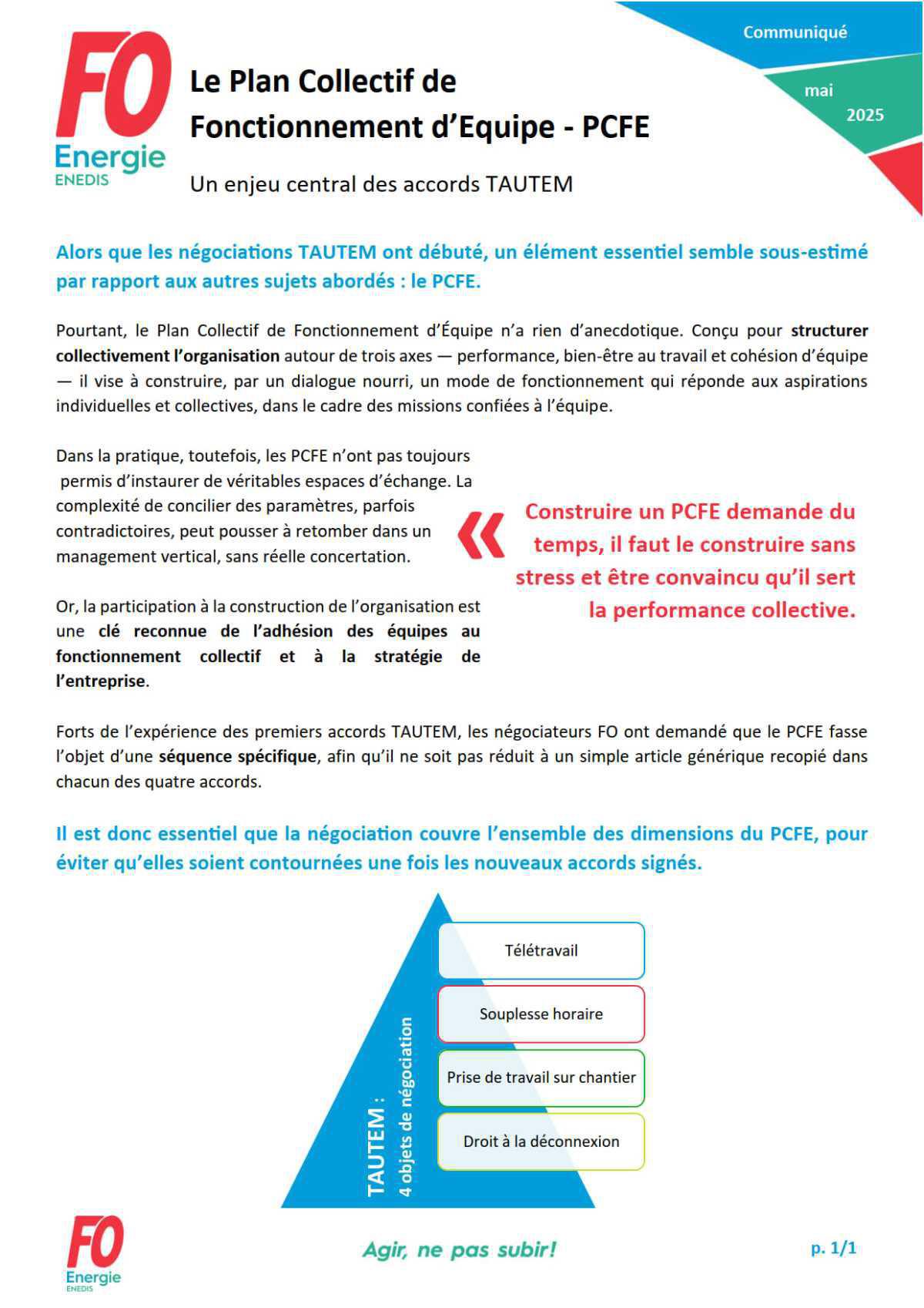 [Enedis] Le Plan Collectif de Fonctionnement d’Equipe (PCFE) - Un enjeu central des accords TAUTEM