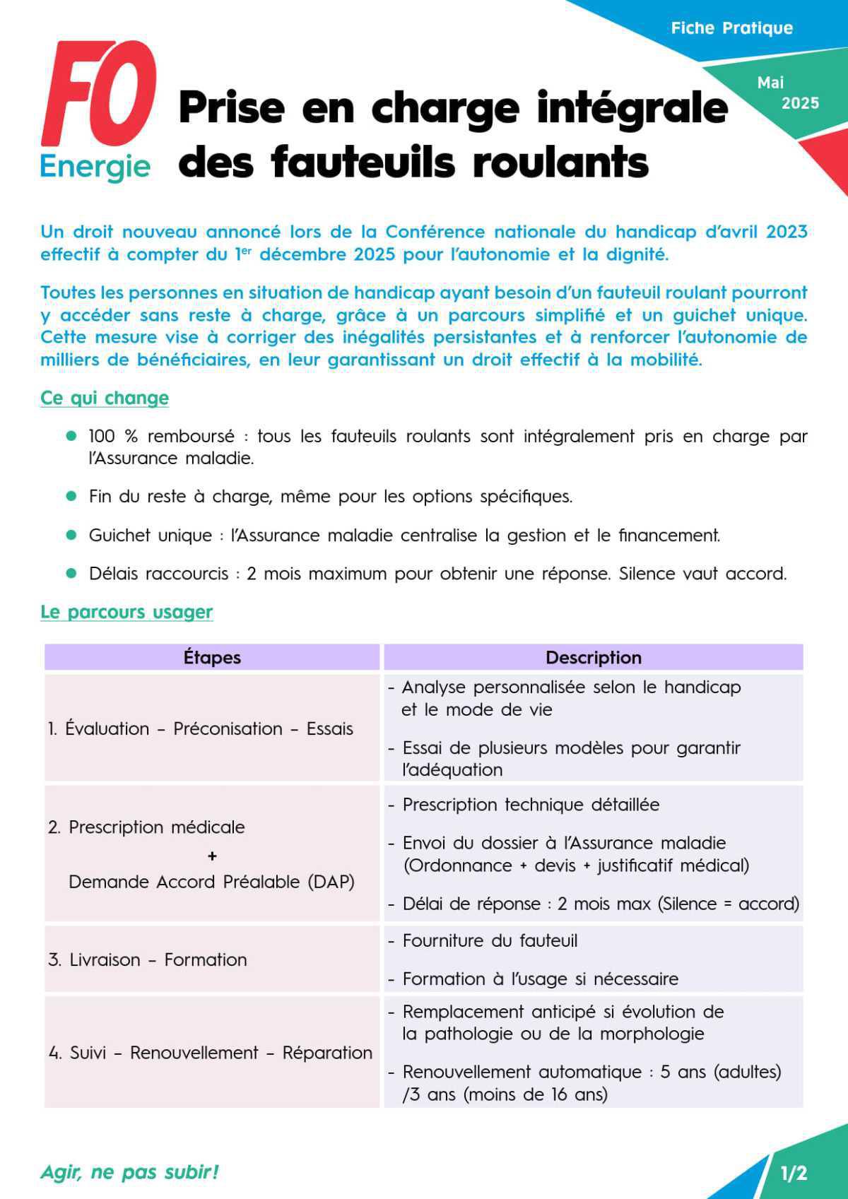 Prise en charge intégrale des fauteuils roulants