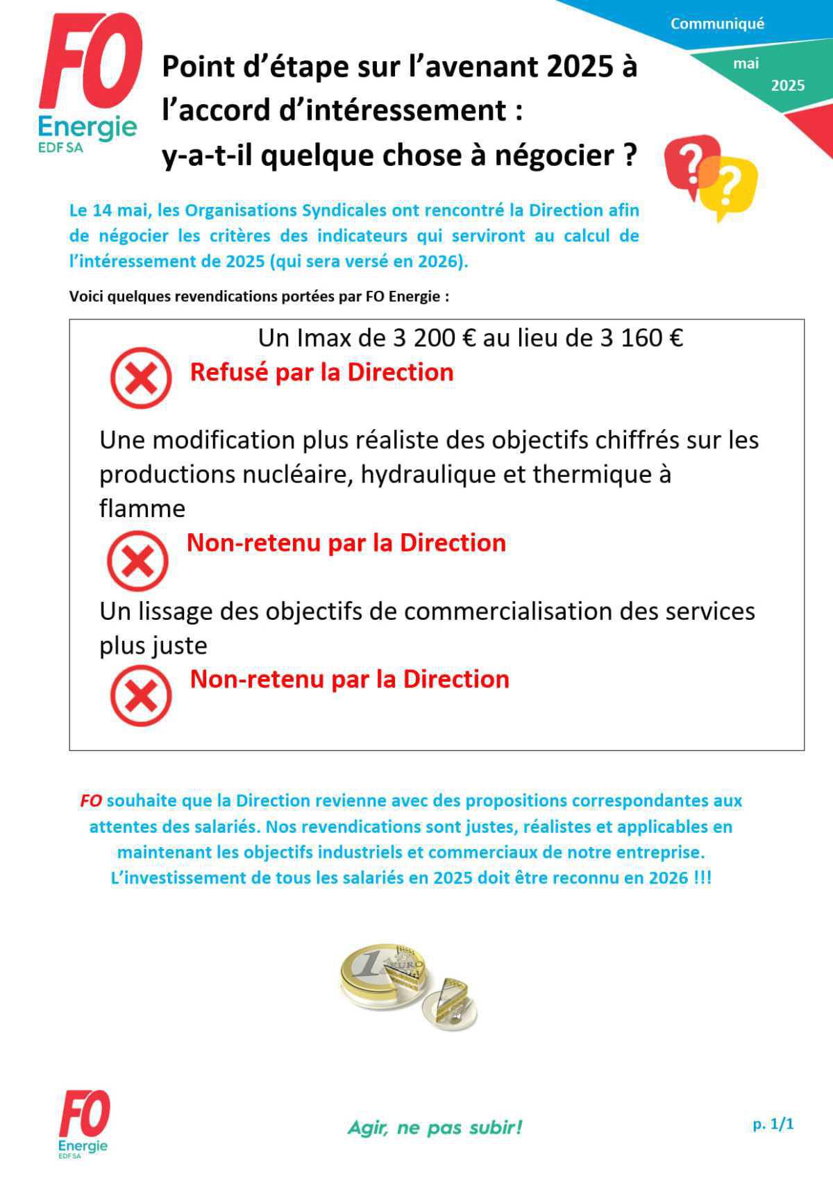 [EDF SA] Point d’étape sur l’avenant 2025 à l’accord d’intéressement : y a-t-il quelque chose à négocier ?