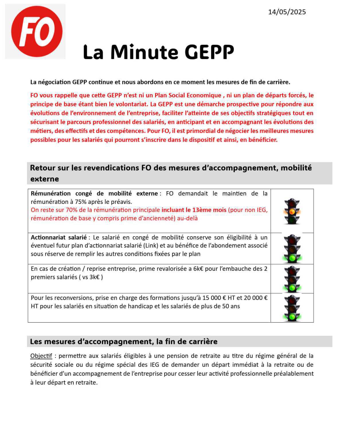 [Engie] La minute Gestion de l'Emploi et des Parcours Professionnels, la négo continue - Les mesures de fin de carrière