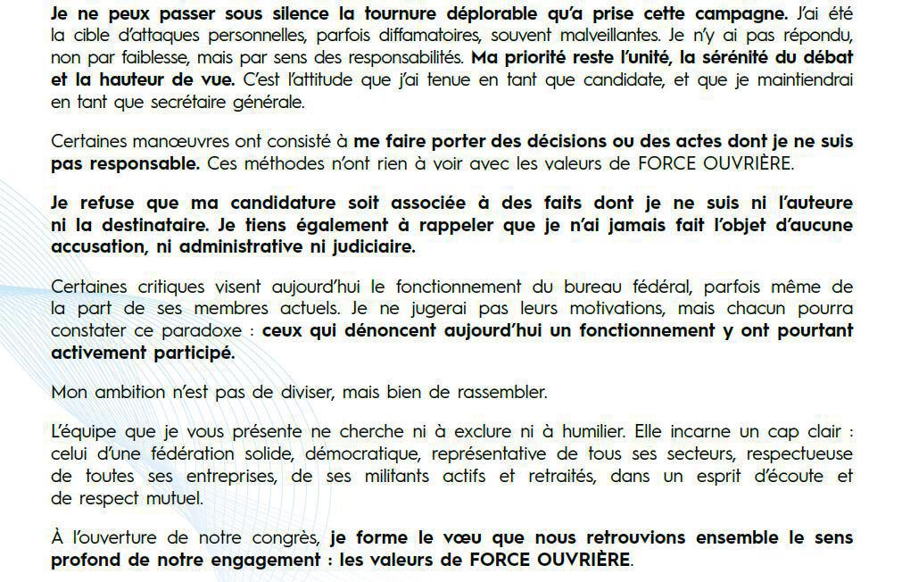 [Congrès 2025] Sandrine TELLIER - Candidate au poste de secrétaire général FNEM FO - Lettre ouverte aux militantes et militants
